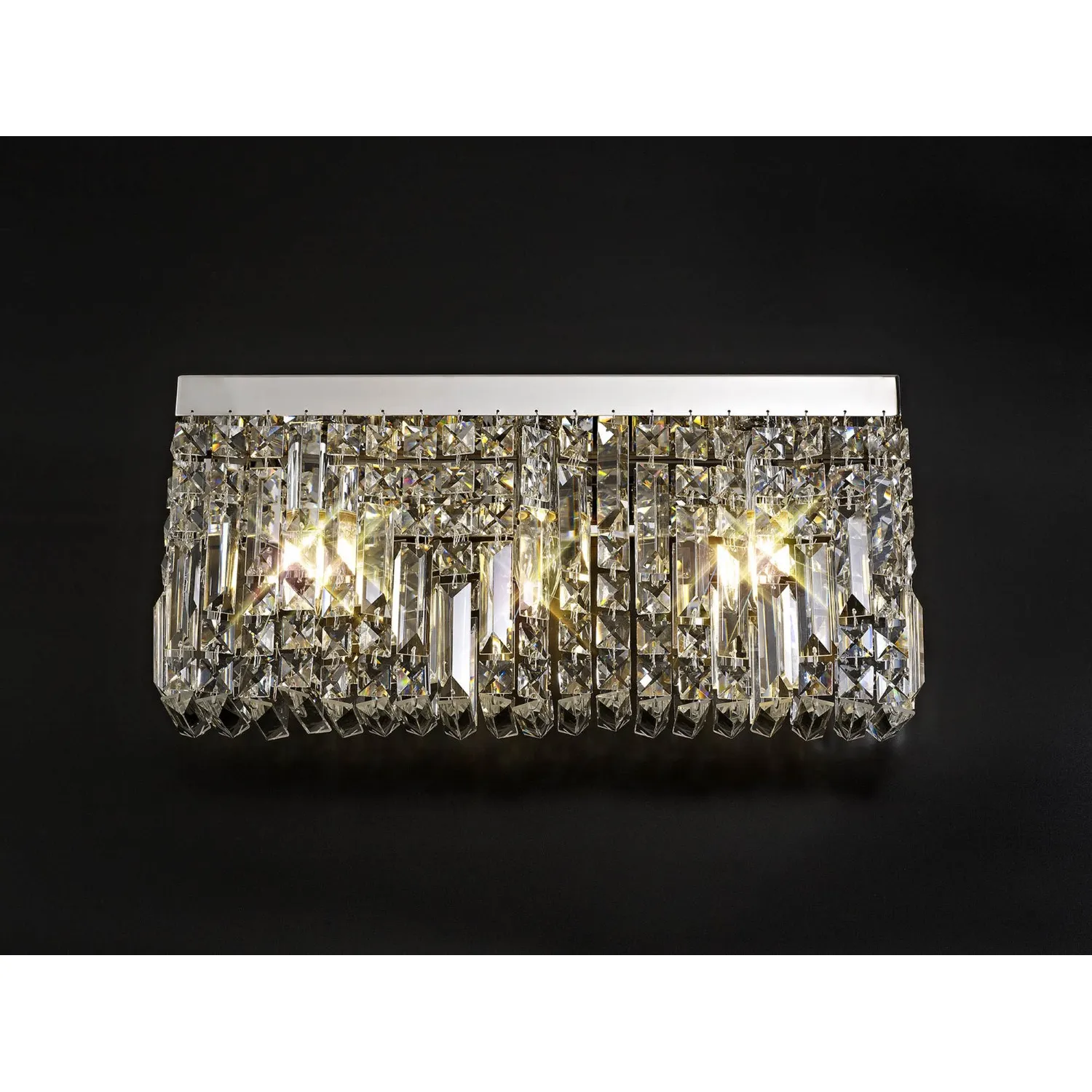 Boreham 50x24cm Rectangular Large Wall Lamp, 3 Light E14, Polished Chrome Crystal