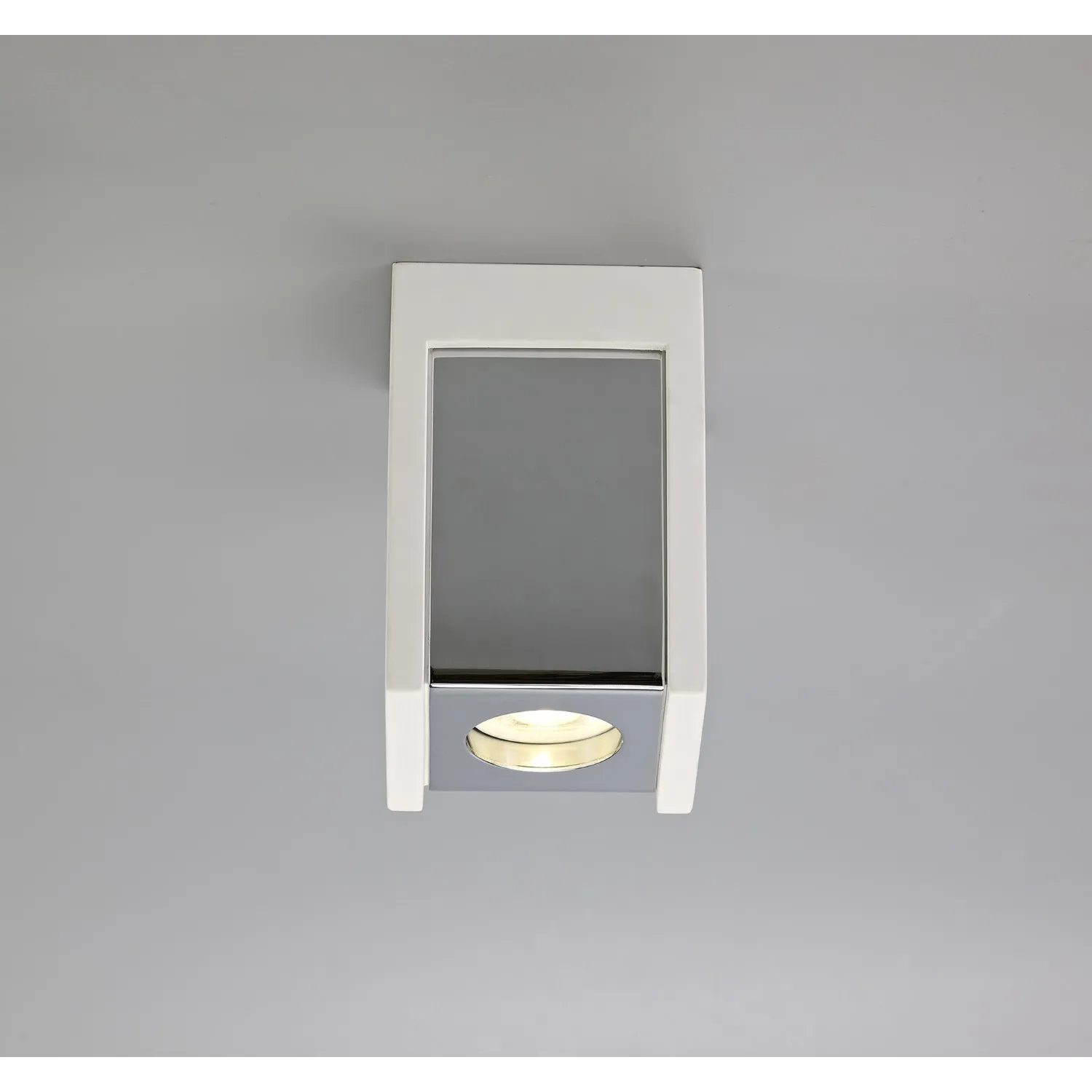 Woking 1 Light Square Ceiling GU10, White Paintable Gypsum With Polished Chrome Cover