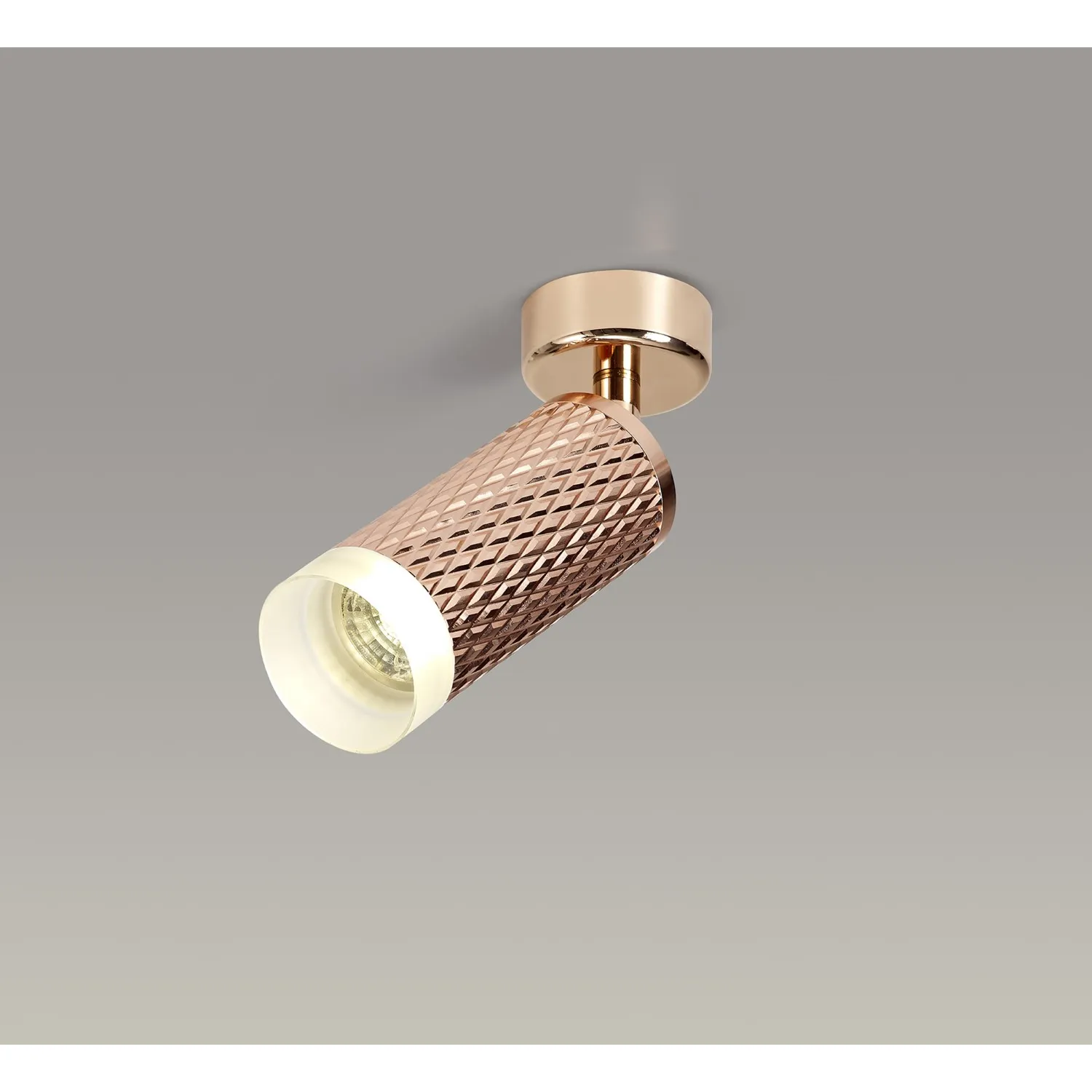 Lenham Adjustable 1 Light Surface Mounted Ceiling Wall Spot Light GU10, Rose Gold Acrylic Ring