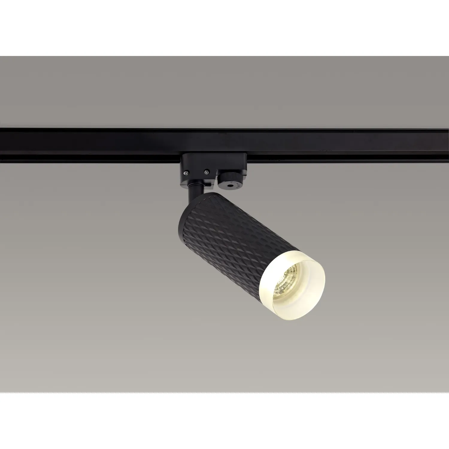 Lenham 1 Light Track Adjustable Spot Light GU10, Sand Black Acrylic Ring