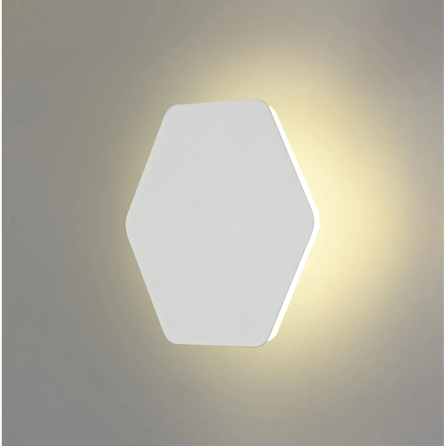 Edgware Magnetic Base Wall Lamp, 12W LED 3000K 498lm, 20 19cm Horizontal Hexagonal Centre, Sand White Acrylic Frosted Diffuser