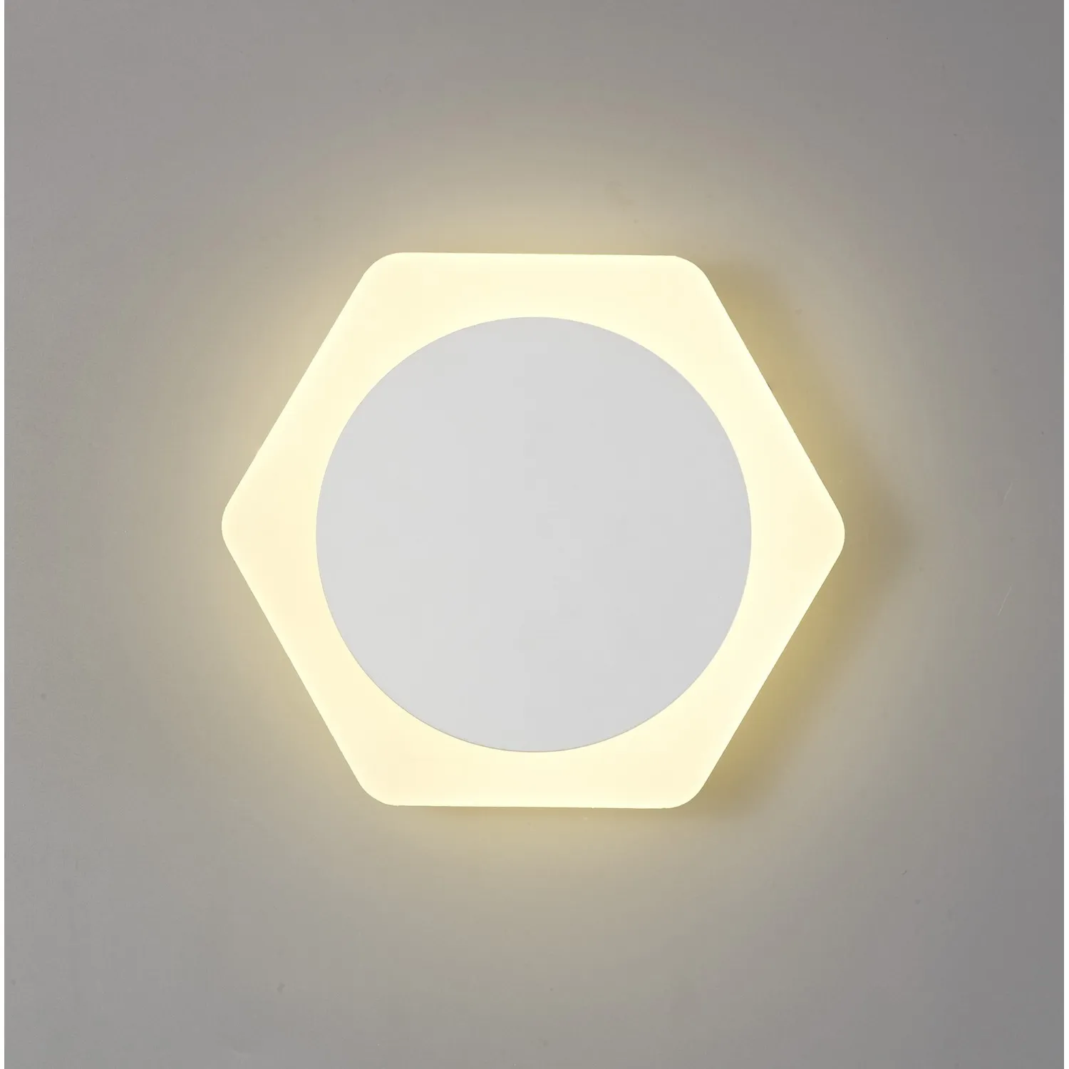 Edgware Magnetic Base Wall Lamp, 12W LED 3000K 498lm, 15cm Round 19cm Horizontal Hexagonal Centre, Sand White Acrylic Frosted Diffuser