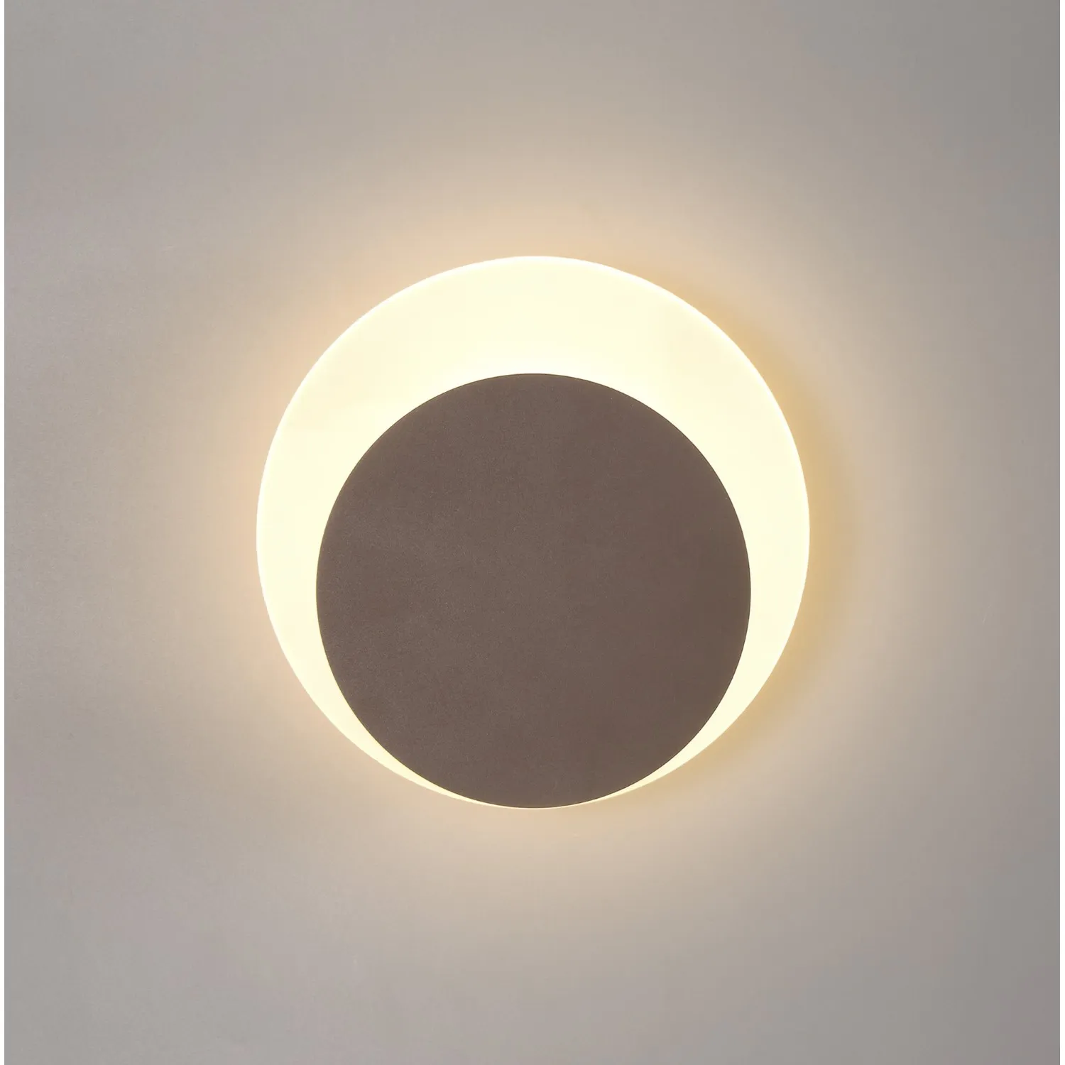 Edgware Magnetic Base Wall Lamp, 12W LED 3000K 498lm, 15 19cm Round Bottom Offset, Coffee Acrylic Frosted Diffuser