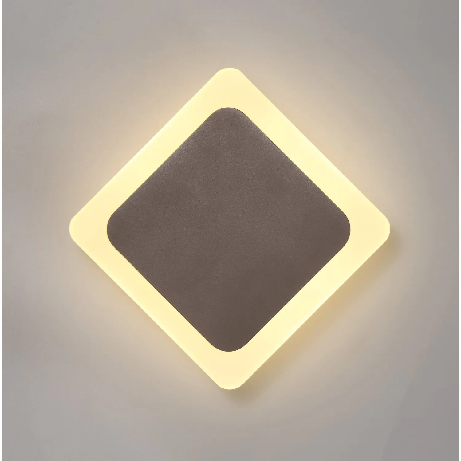 Edgware Magnetic Base Wall Lamp, 12W LED 3000K 498lm, 15 19cm Diamond Centre, Coffee Acrylic Frosted Diffuser