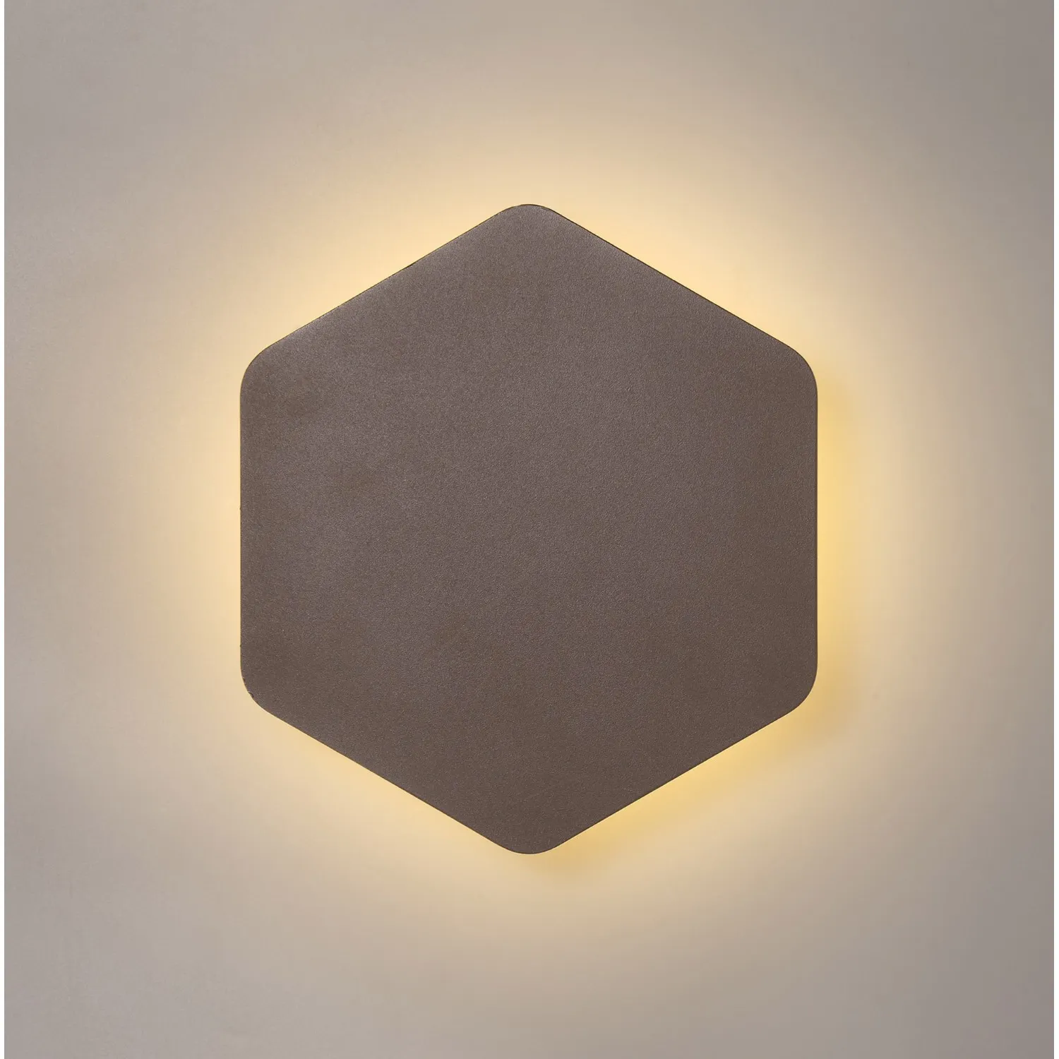 Edgware Magnetic Base Wall Lamp, 12W LED 3000K 498lm, 20 19cm Vertical Hexagonal Centre, Coffee Acrylic Frosted Diffuser