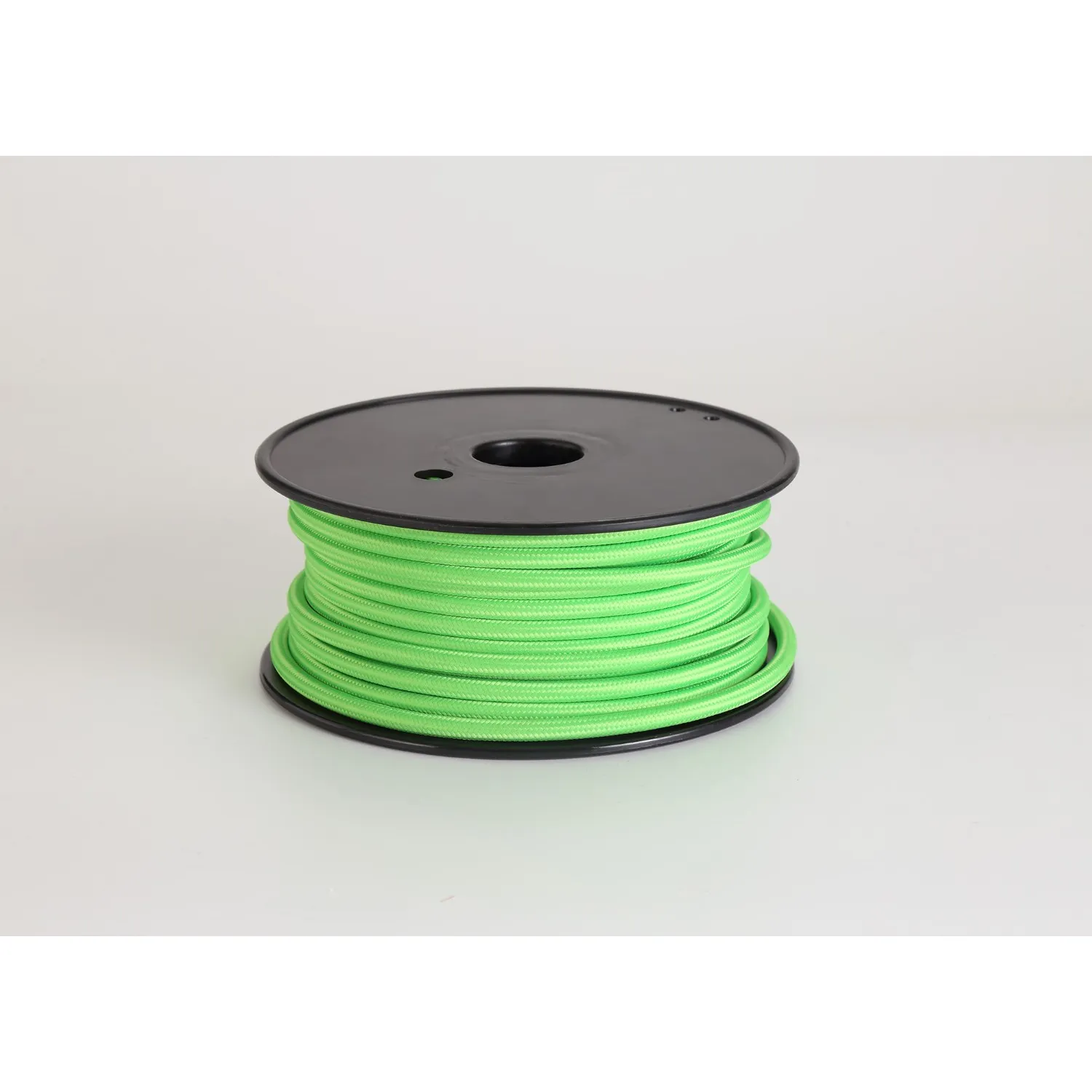 Knightsbridge 25m Roll Lime Green Braided 2 Core 0.75mm Cable VDE Approved