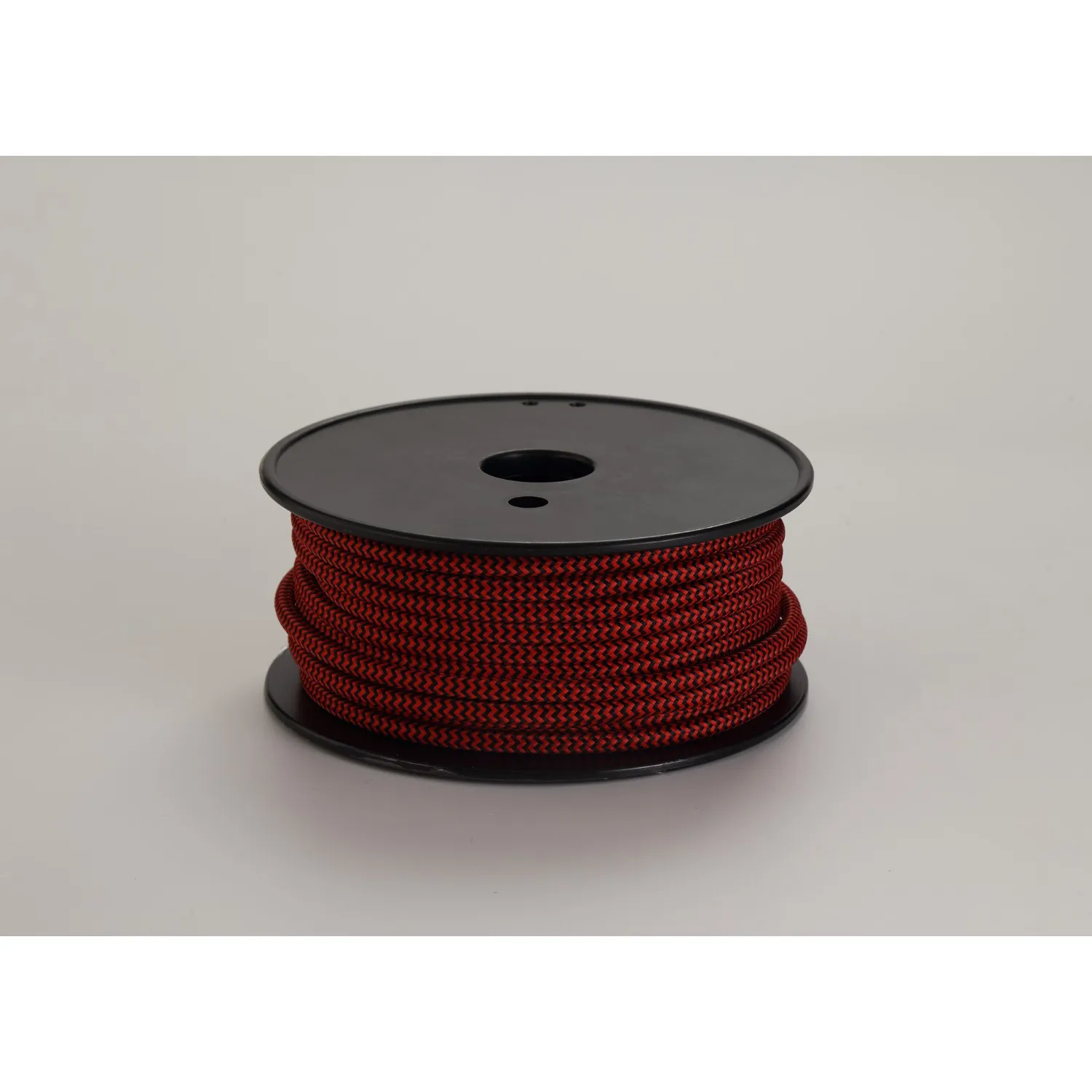 Knightsbridge 25m Roll Red And Black Wave Stripes Braided 2 Core 0.75mm Cable VDE Approved