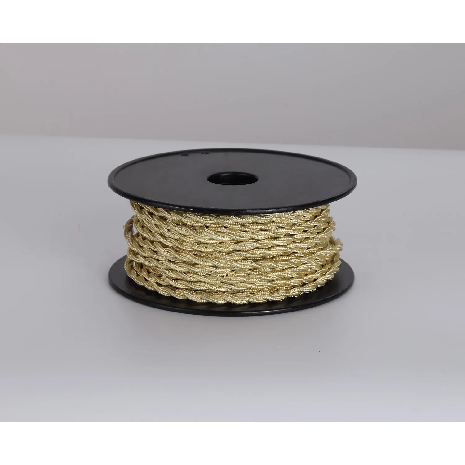 Knightsbridge 25m Roll Pale Gold Braided Twisted 2 Core 0.75mm Cable VDE Approved