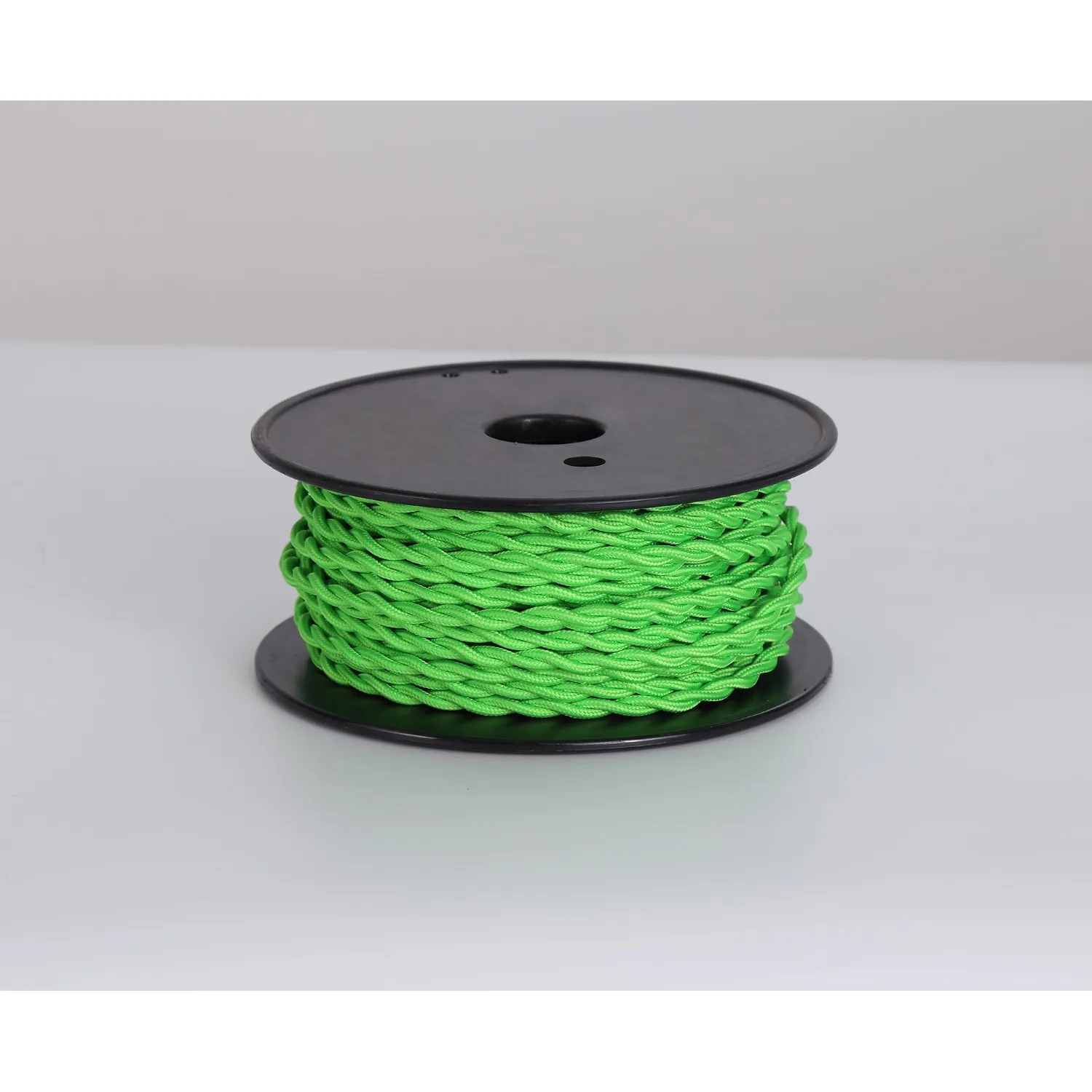 Knightsbridge 25m Roll Light Green Braided Twisted 2 Core 0.75mm Cable VDE Approved