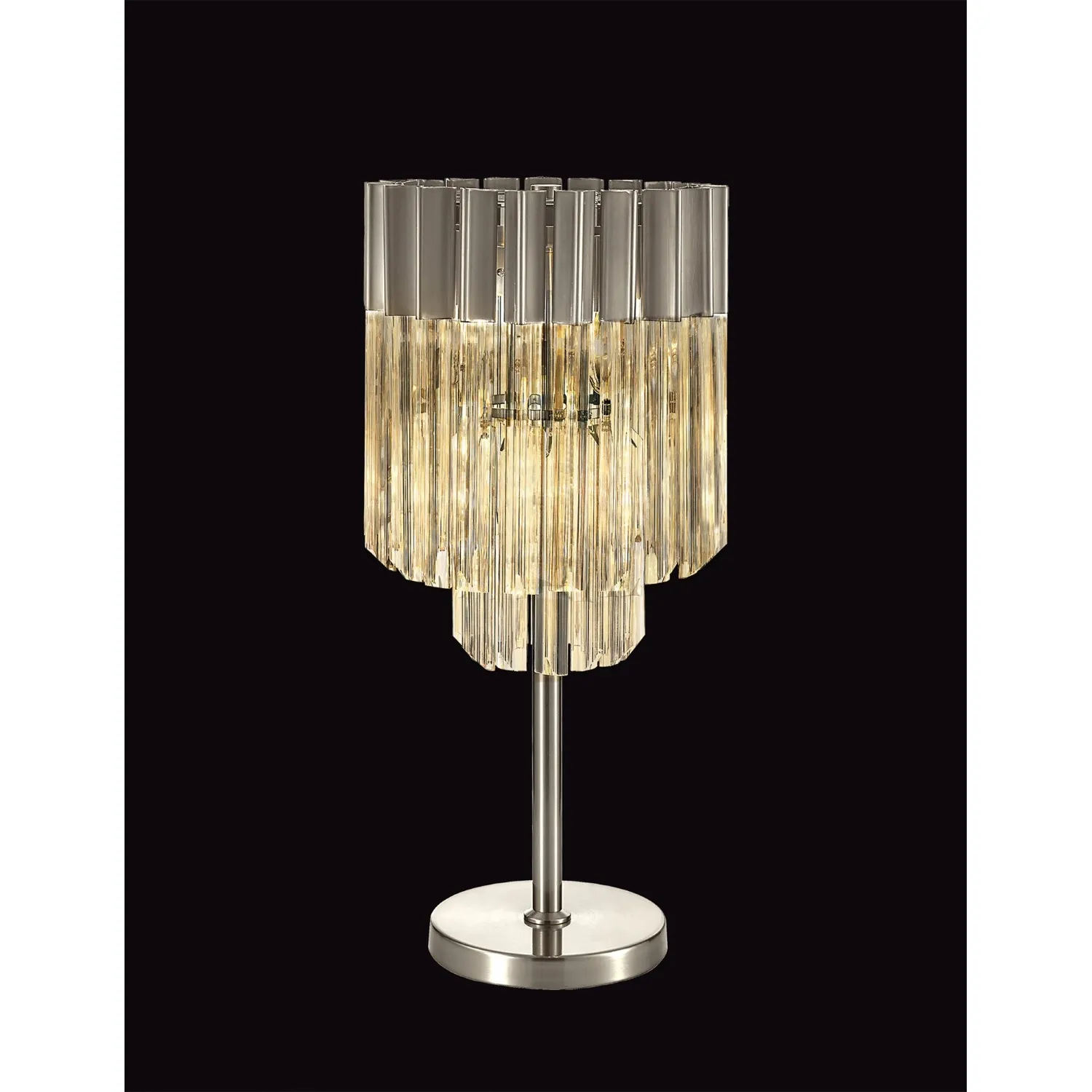 Aldershot 30 x H65cm Table Lamp 3 Light E14, Polished Nickel Clear Sculpted Glass