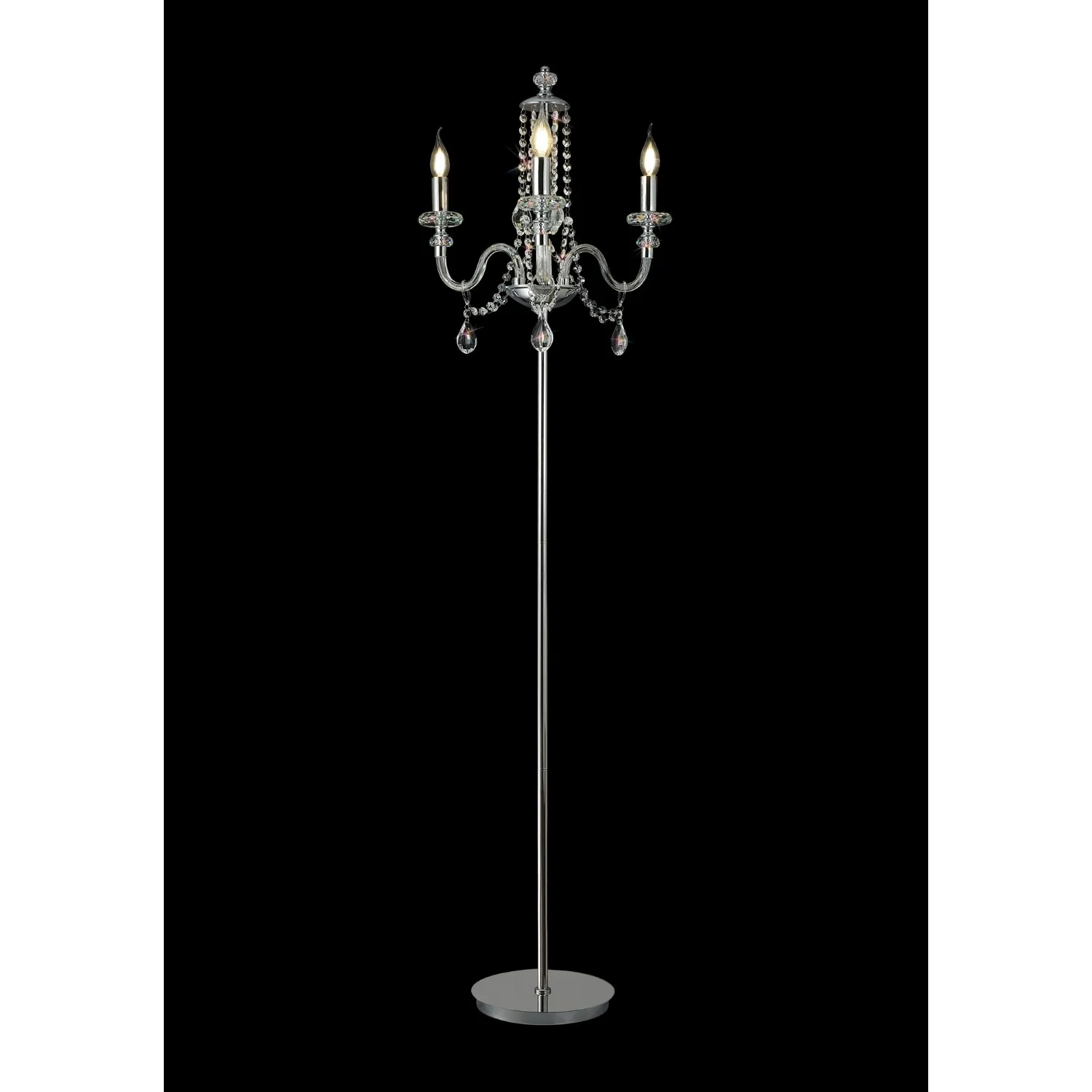 Wimbledon Floor Lamp, 3 Light E14, Polished Chrome Clear Glass Crystal, (ITEM REQUIRES CONSTRUCTION CONNECTION)