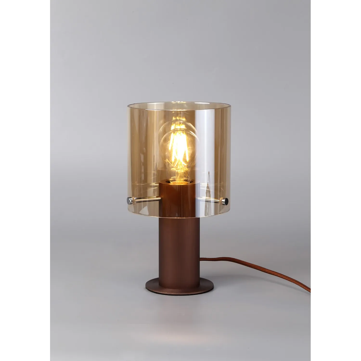 Islington Table Lamp, 1 Light Table Lamp E27, Mocha Amber Glass