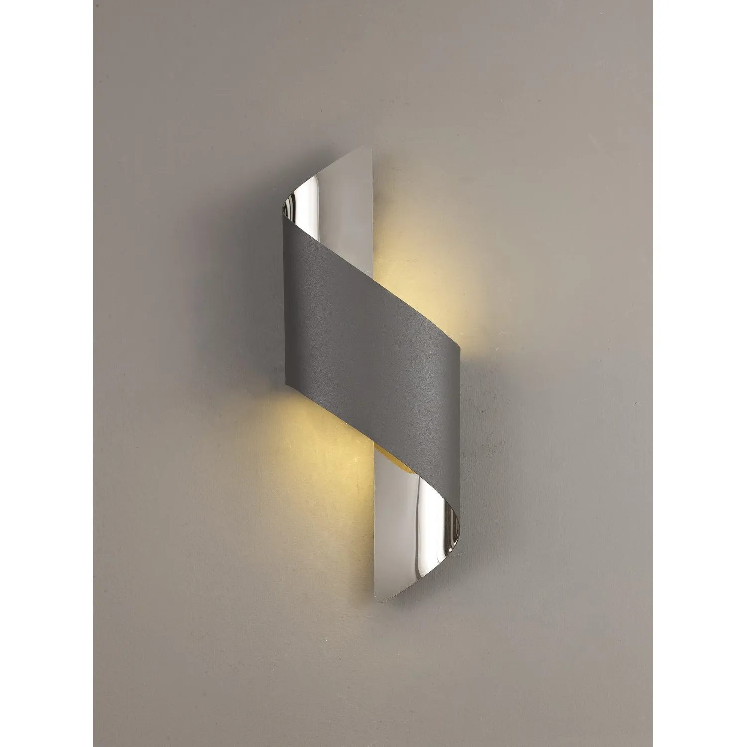 Chichester Wall Lamp Small, 1 x 8W LED, 3000K, 640lm, Anthracite Polished Chrome, 3yrs Warranty
