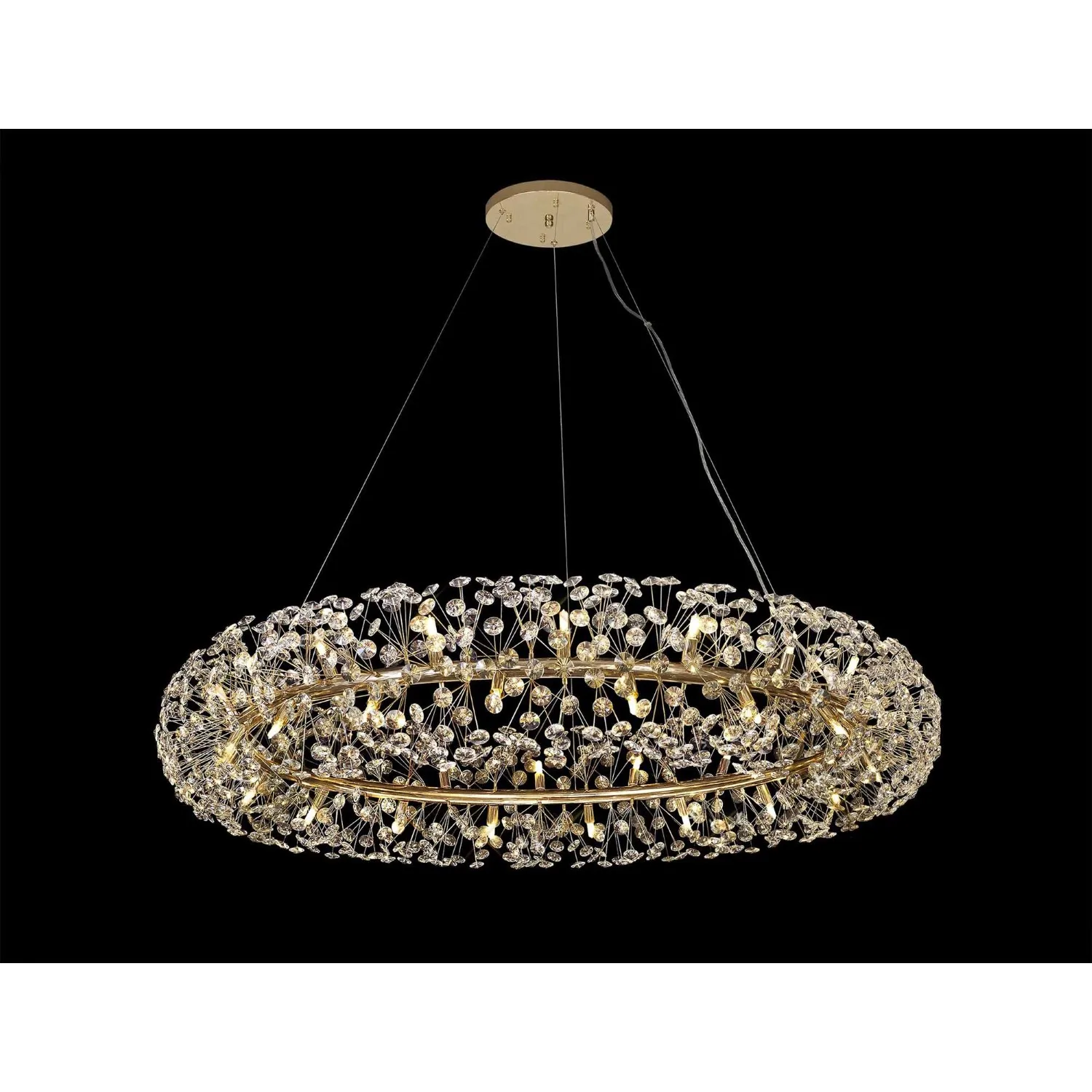 Camden Pendant 1.4m Ring 36 Light G9 French Gold Crystal, Item Weight:19.4kg