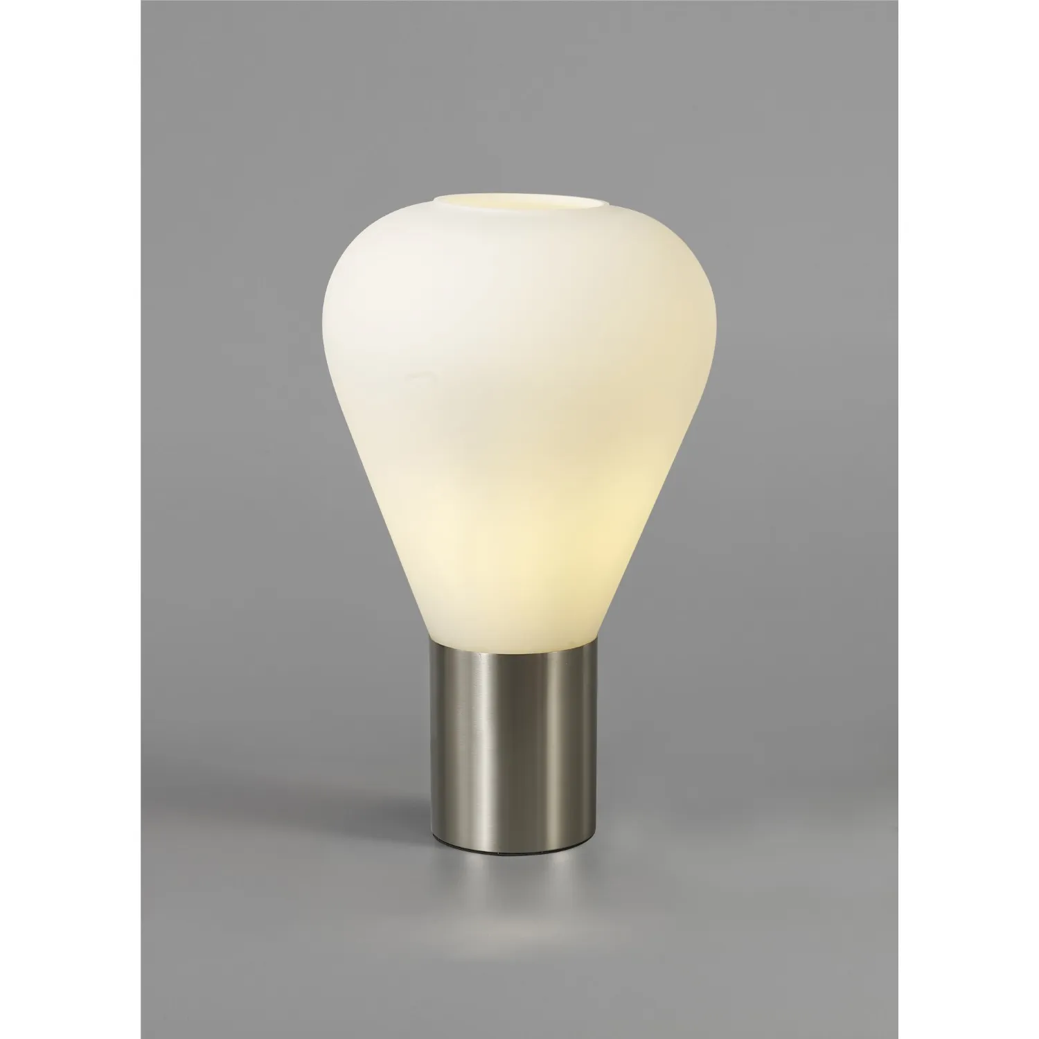 Copthorne Narrow Table Lamp, 1 x E27, Satin Nickel Opal Glass