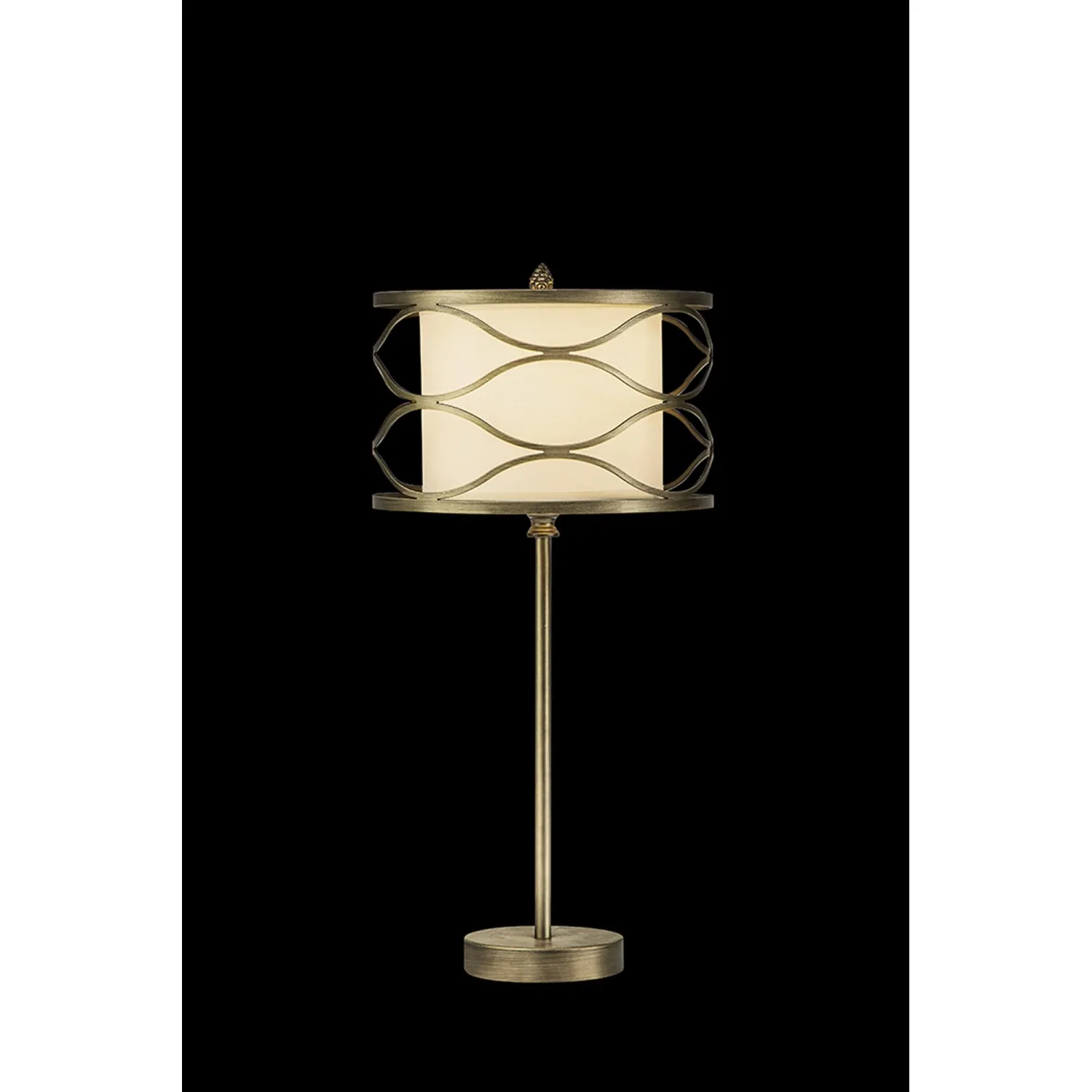 Hornsey Table Lamp 1 Light E27 Aged Gold Cream Fabric Shade