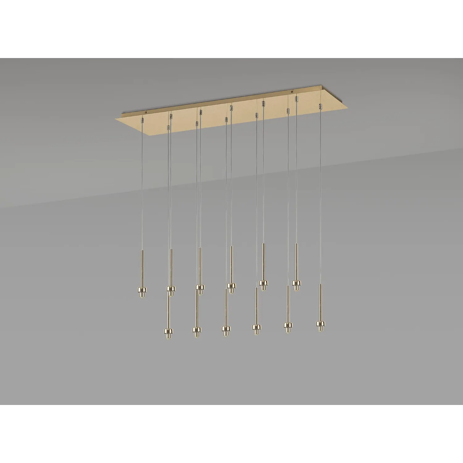 Abingdon French Gold 12 Light G9 Universal 2m Linear Pendant, Suitable For A Vast Selection Of Glass Shades