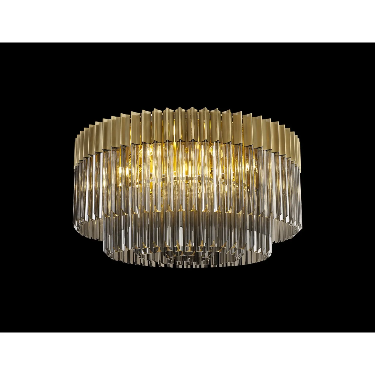 Aldershot 80cm Ceiling Round 12 Light E14, Brass Smoke Sculpted Glass, Item Weight: 28.4kg