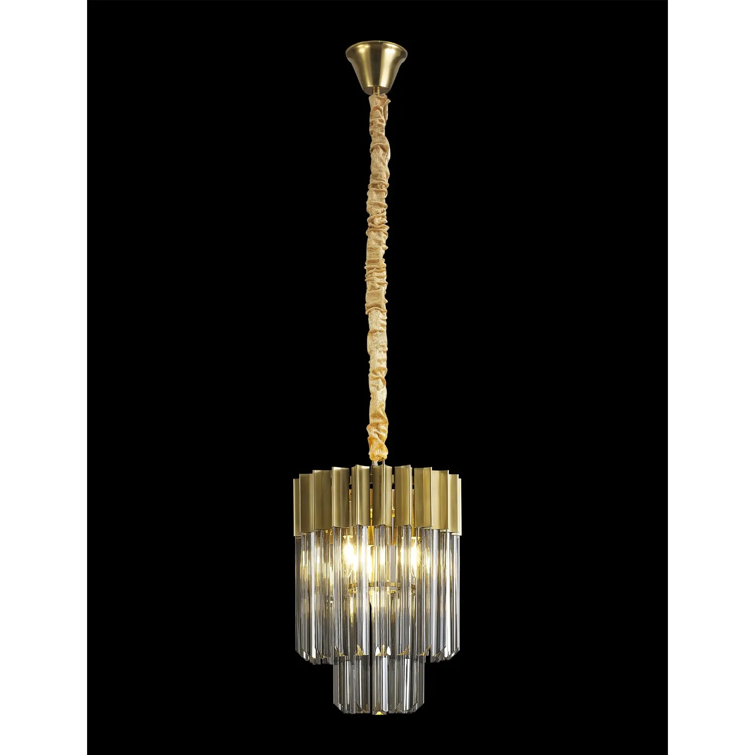 Brass Smoke 30cm 4 Light E14 Round Sculpted Glass Pendant