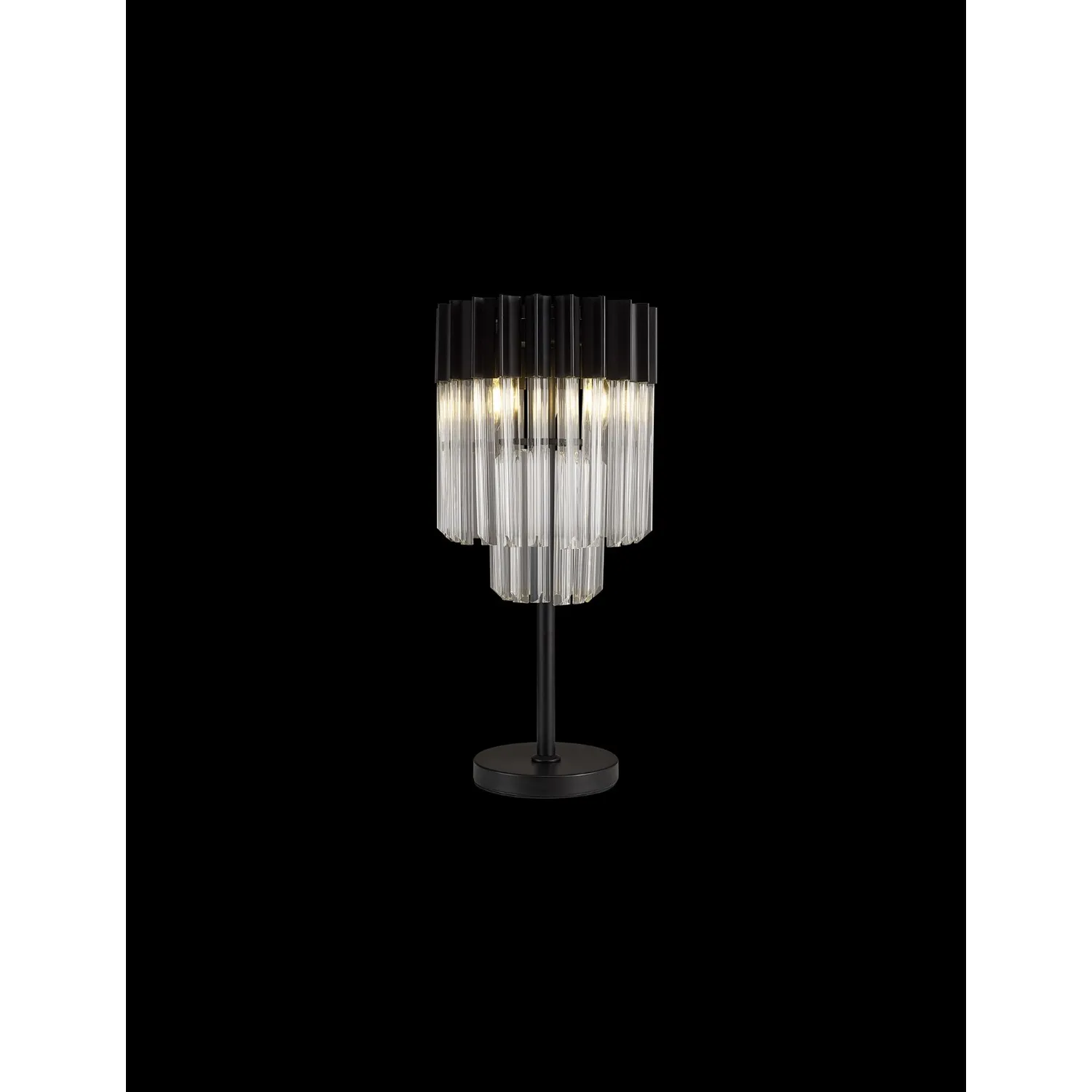 Aldershot 30 x H65cm Table Lamp 3 Light E14, Matt Black Clear Sculpted Glass