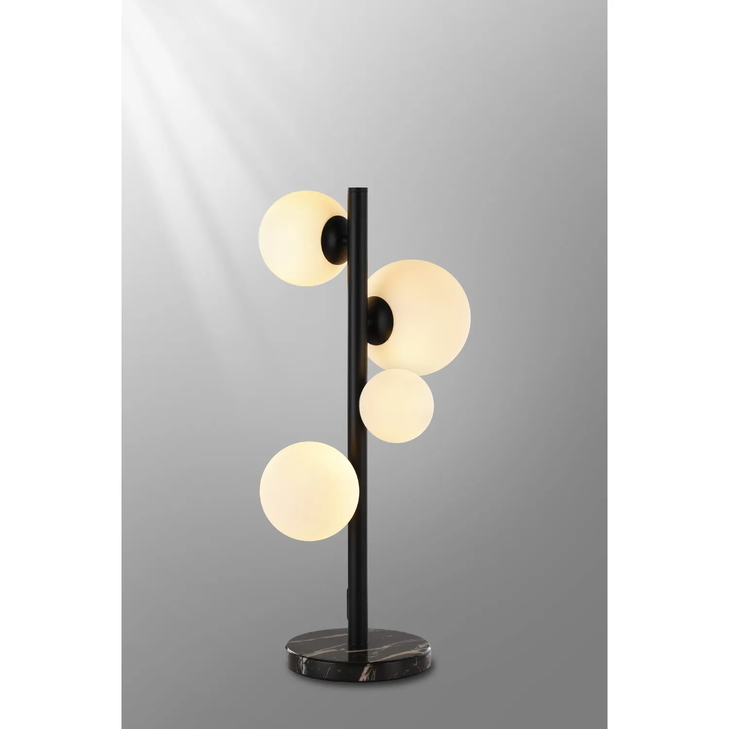 Tenterden Table Lamp, 4 x G9, Satin Black, Opal Glass