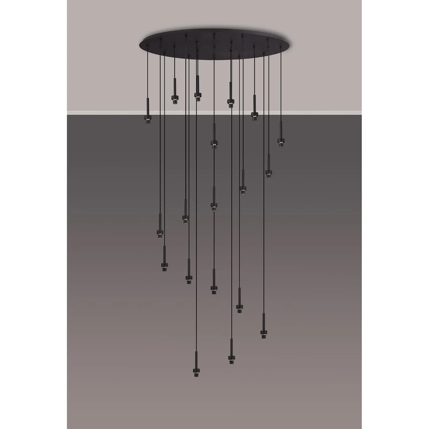 Abingdon Satin Black 19 Light G9 Universal 2m Oval Multiple Pendant, Suitable For A Vast Selection Of Glass Shades