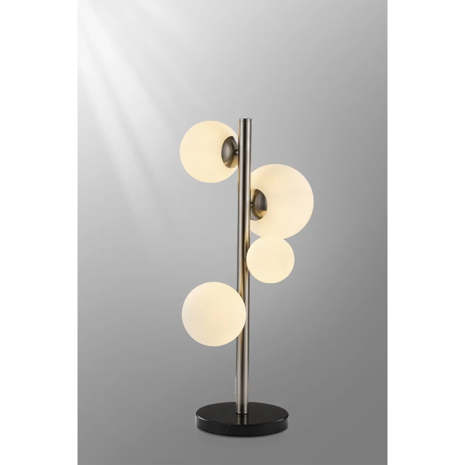 Tenterden Table Lamp, 4 x G9, Satin Nickel, Opal Glass