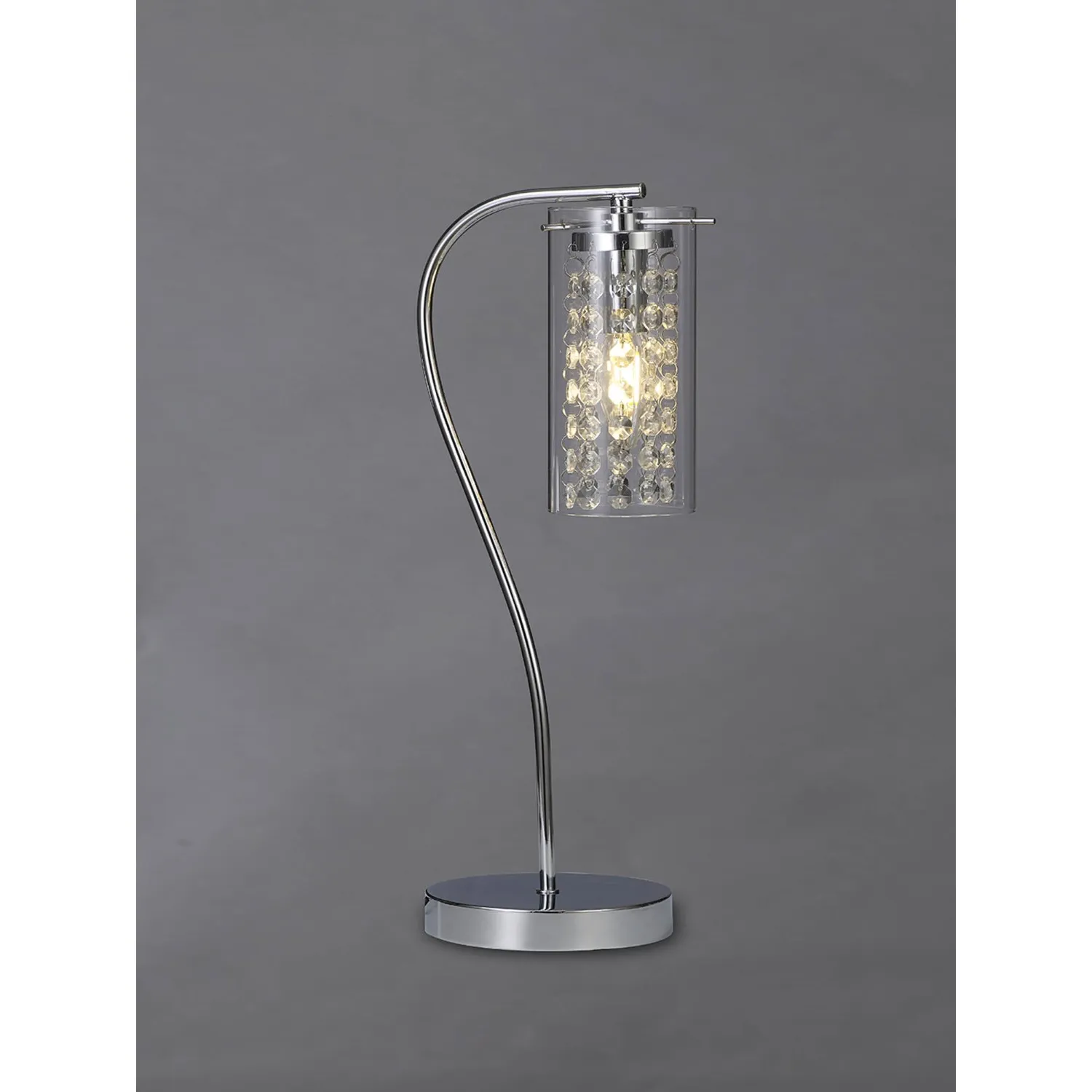 Cheshunt Table Lamp Switched, 1 x E14, Polished Chrome Crystal Glass