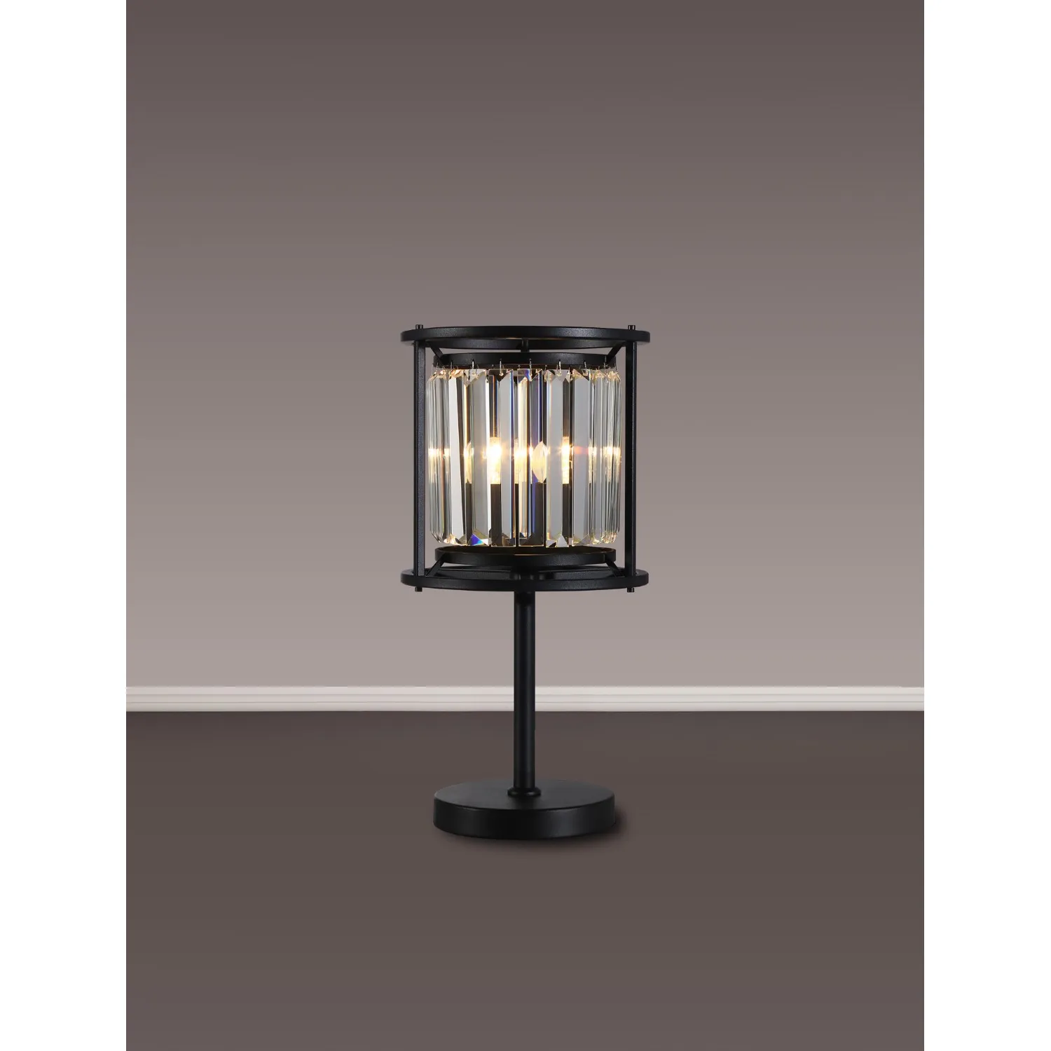 Erith Table Lamp, 1 x E27, Satin Black Clear