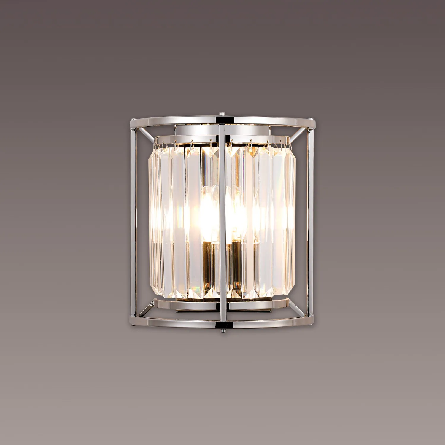 Erith Wall Lamp, 2 x E14, Polished Nickel Clear