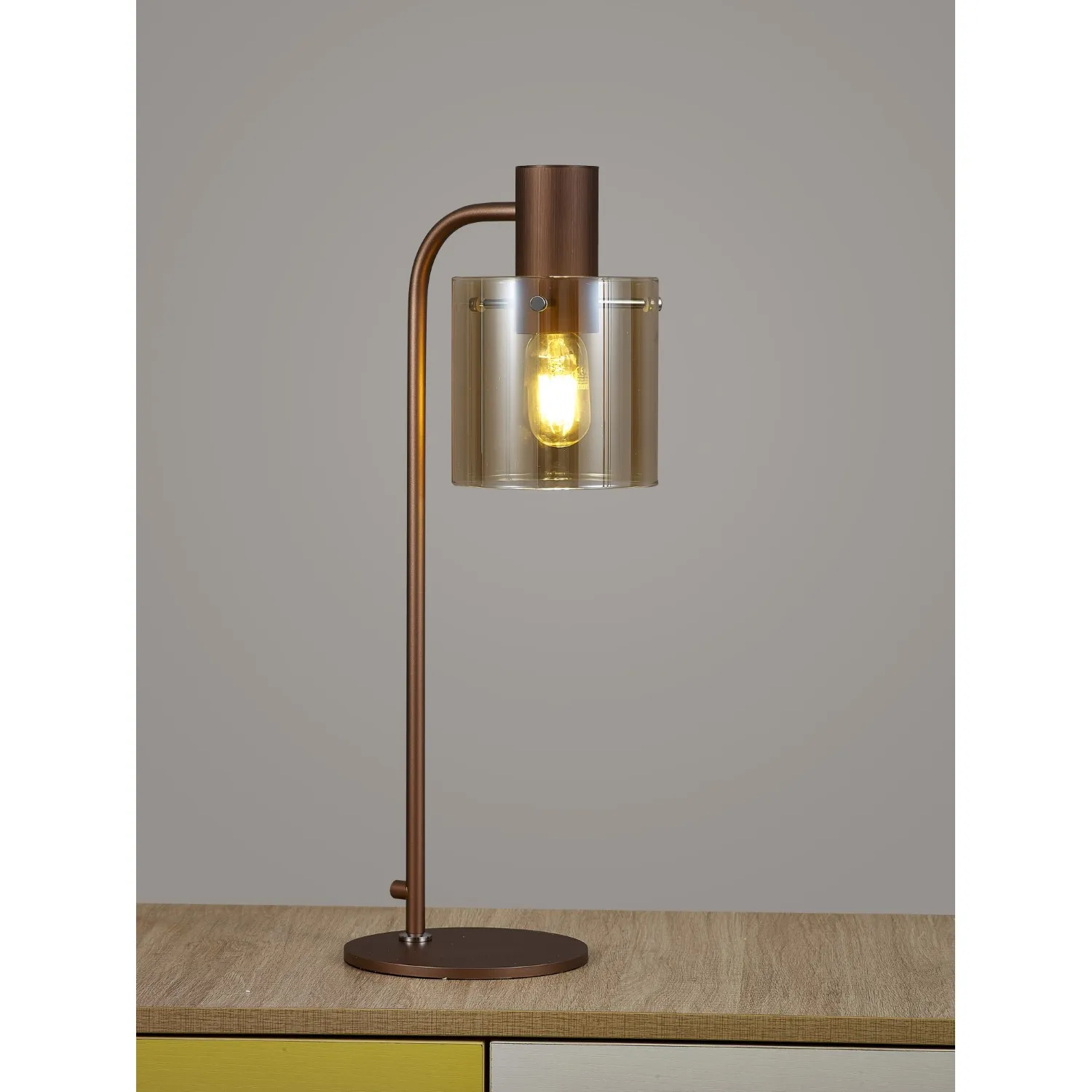 Islington Large Table Lamp, 1 Light E27, Mocha Amber Glass