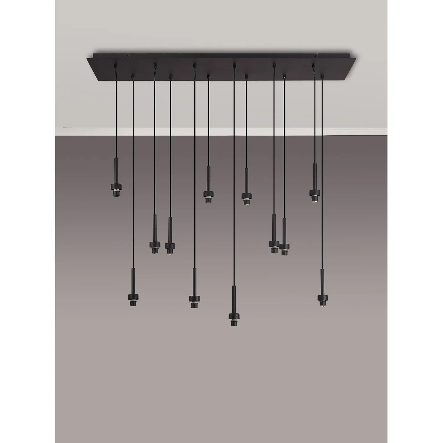 Abingdon Satin Black 12 Light G9 Universal 2m Linear Pendant, Suitable For A Vast Selection Of Glass Shades