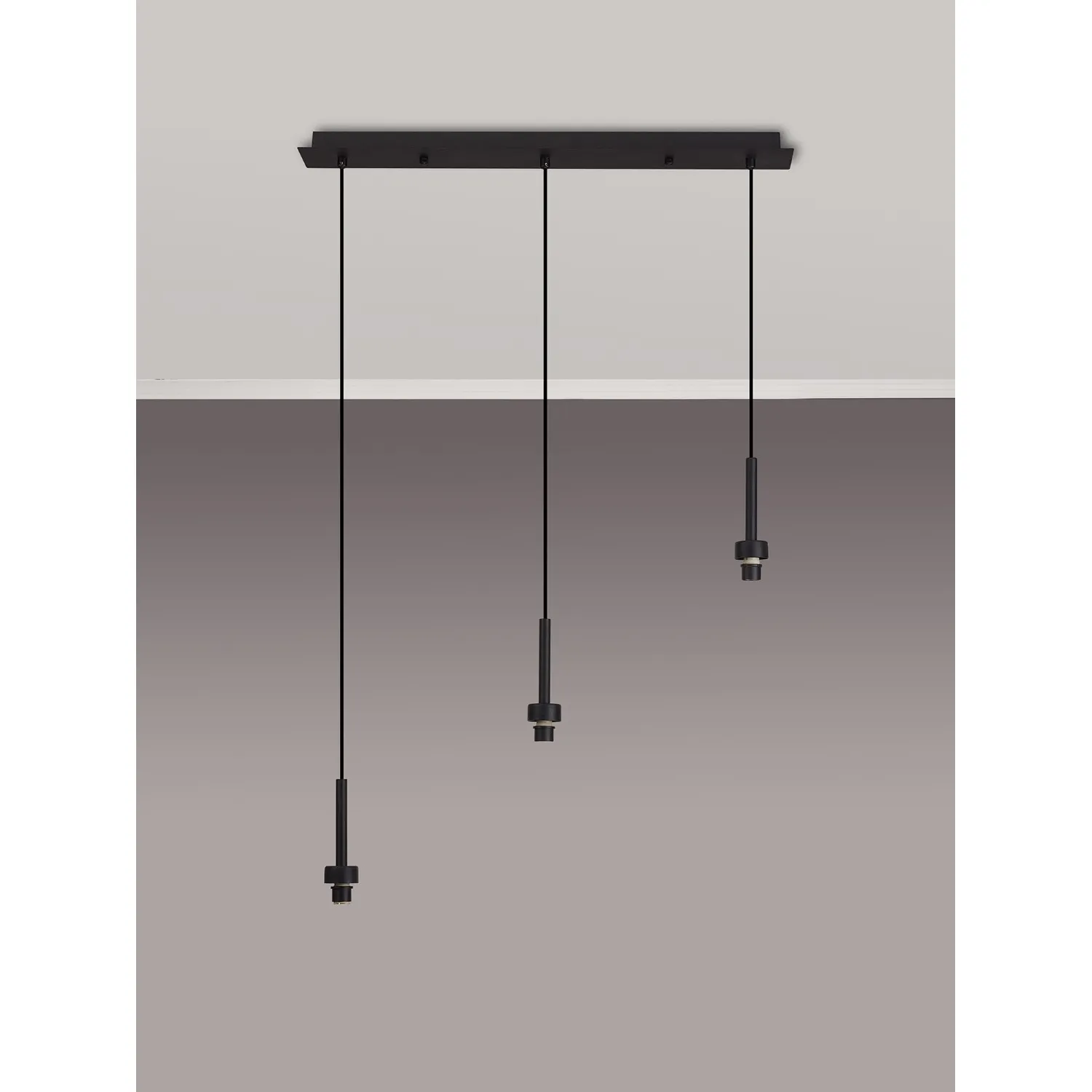 Abingdon Satin Black 3 Light G9 Universal 2m Linear Pendant, Suitable For A Vast Selection Of Glass Shades