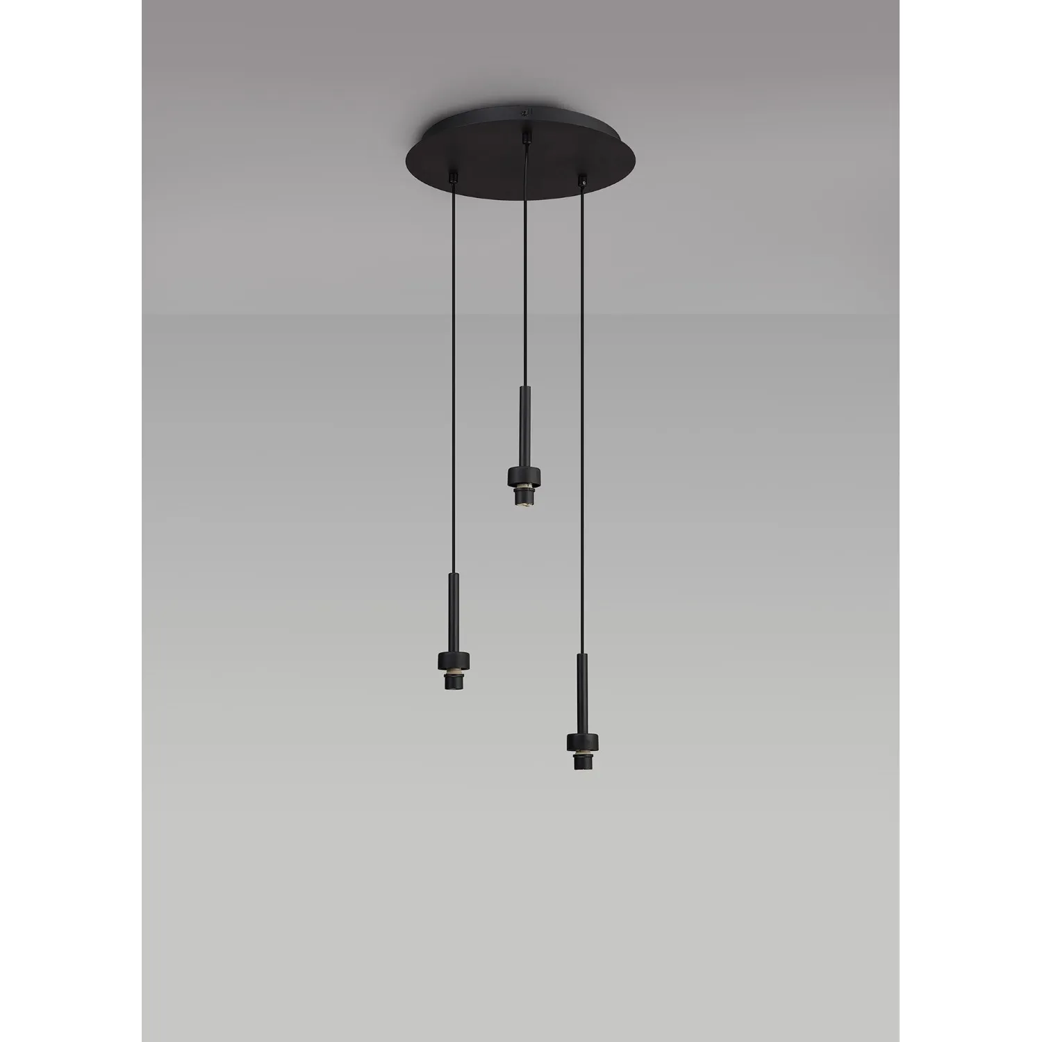 Abingdon Satin Black 3 Light G9 Universal 2m Round Pendant, Suitable For A Vast Selection Of Glass Shades