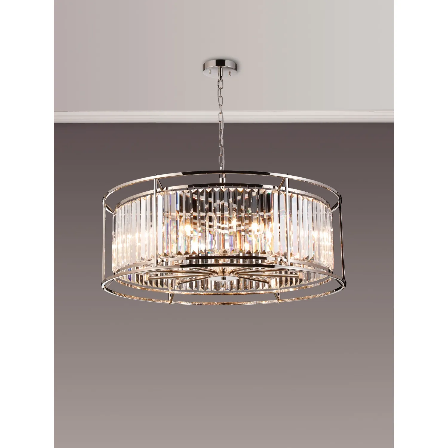 Erith Pendant, 10 x E14, Polished Nickel Clear