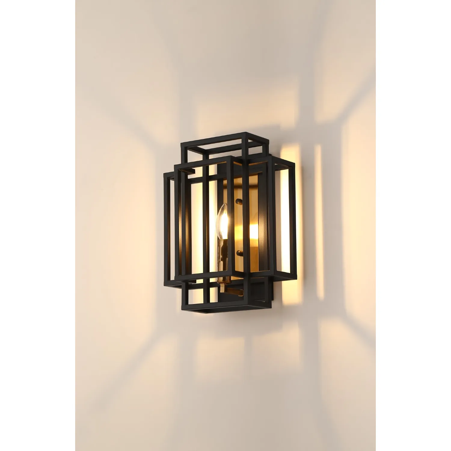 Petworth Wall Lamp 1 Light E14, Black Gold