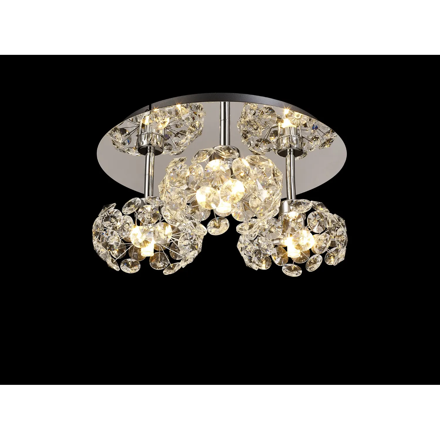 Camden Round 3 Light G9 35cm Flush Light With Polished Chrome And Crystal Shade